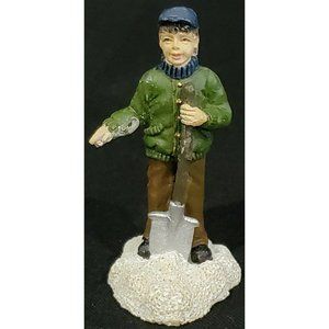 St Nicholas Square MAN w/ SHOVEL Figure Stuck in a Rut Christmas Village DAMAGED
